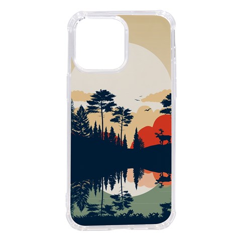 Summer Lake Forest Sunset Deer Water iPhone 14 Pro Max TPU UV Print Case from ArtsNow.com Front