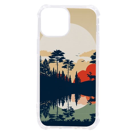 Summer Lake Forest Sunset Deer Water iPhone 13 mini TPU UV Print Case from ArtsNow.com Front