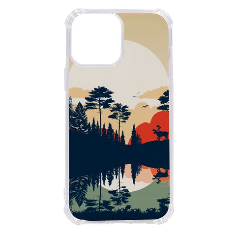 Summer Lake Forest Sunset Deer Water iPhone 13 Pro Max TPU UV Print Case from ArtsNow.com Front