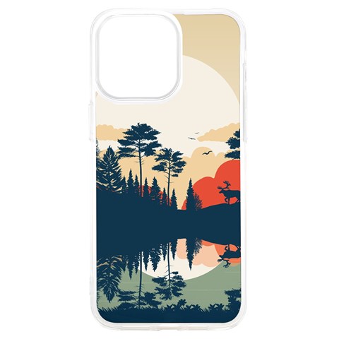 Summer Lake Forest Sunset Deer Water iPhone 15 Pro Max TPU UV Print Case from ArtsNow.com Front