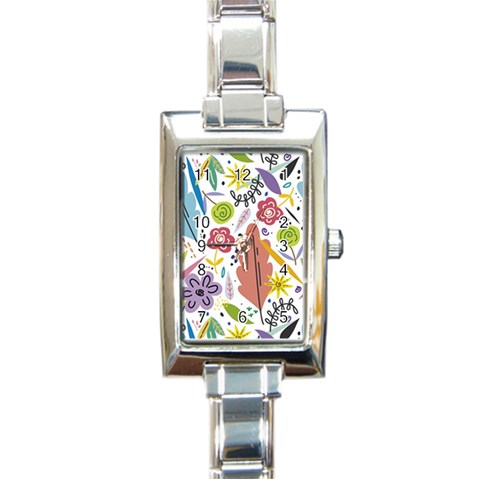 Summer Flowers Spring Background Rectangle Italian Charm Watch from ArtsNow.com Front