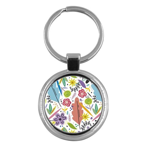 Summer Flowers Spring Background Key Chain (Round) from ArtsNow.com Front