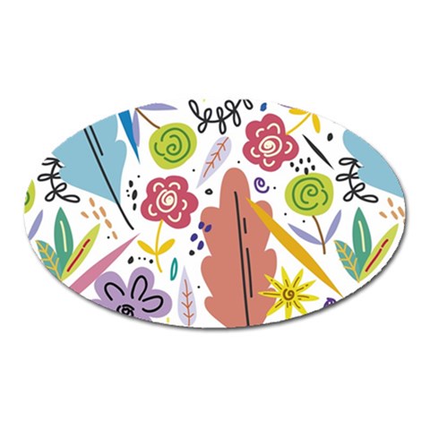 Summer Flowers Spring Background Oval Magnet from ArtsNow.com Front