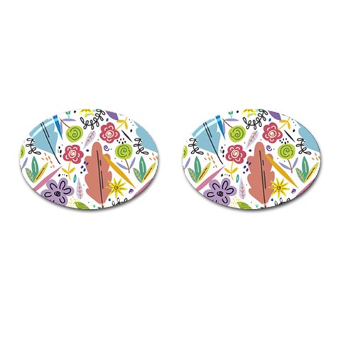 Summer Flowers Spring Background Cufflinks (Oval) from ArtsNow.com Front(Pair)