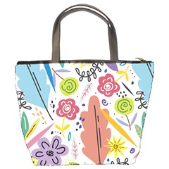 Summer Flowers Spring Background Bucket Bag from ArtsNow.com Back