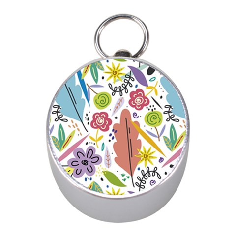 Summer Flowers Spring Background Mini Silver Compasses from ArtsNow.com Front