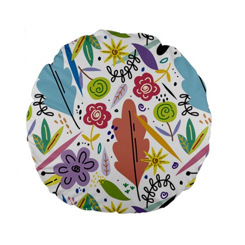 Summer Flowers Spring Background Standard 15  Premium Flano Round Cushions from ArtsNow.com Front