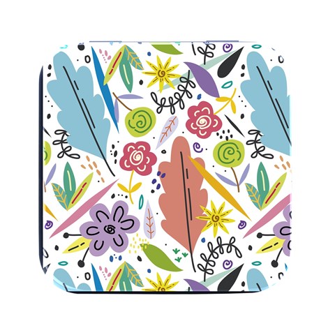 Summer Flowers Spring Background Square Metal Box (Black) from ArtsNow.com Front