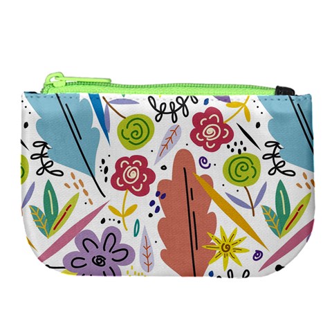 Summer Flowers Spring Background Large Coin Purse from ArtsNow.com Front