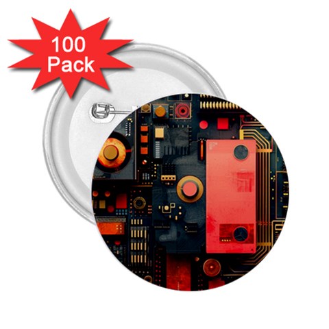 Tech Technology Pattern 2.25  Buttons (100 pack)  from ArtsNow.com Front