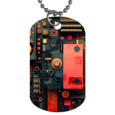 Tech Technology Pattern Dog Tag (One Side) from ArtsNow.com Front