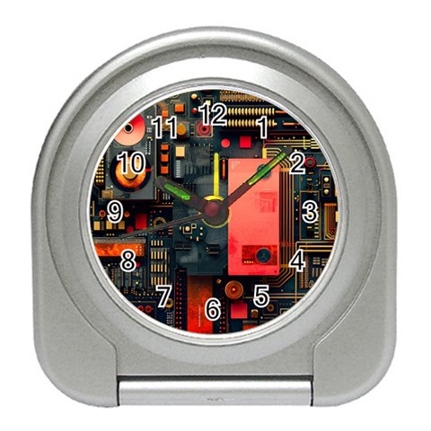 Tech Technology Pattern Travel Alarm Clock from ArtsNow.com Front