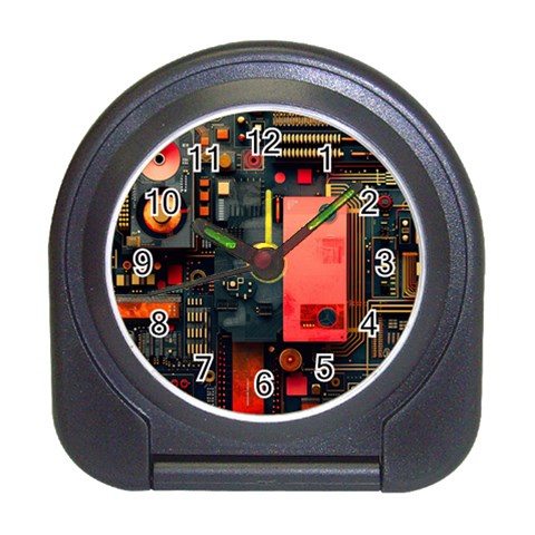 Tech Technology Pattern Travel Alarm Clock from ArtsNow.com Front