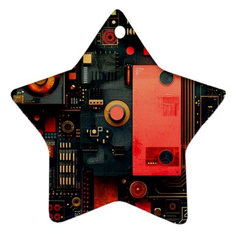 Tech Technology Pattern Star Ornament (Two Sides) from ArtsNow.com Back