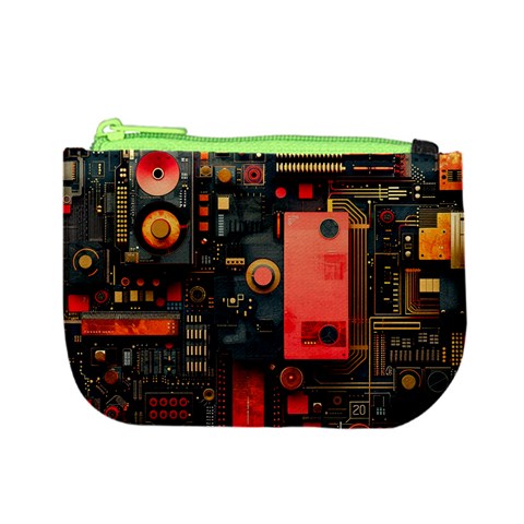 Tech Technology Pattern Mini Coin Purse from ArtsNow.com Front