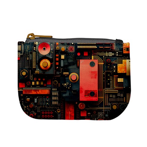 Tech Technology Pattern Mini Coin Purse from ArtsNow.com Front