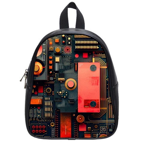 Tech Technology Pattern School Bag (Small) from ArtsNow.com Front