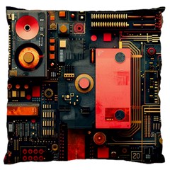 Tech Technology Pattern Large Cushion Case (Two Sides) from ArtsNow.com Front