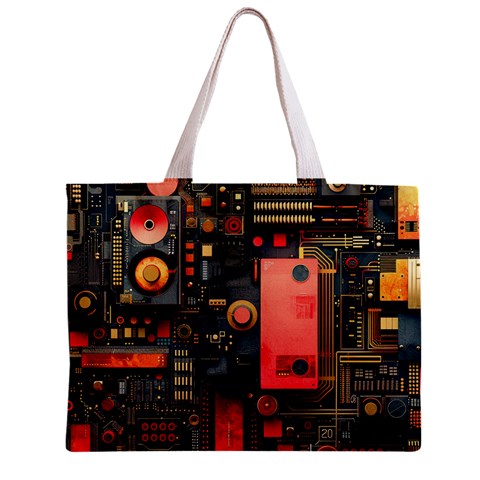 Tech Technology Pattern Zipper Mini Tote Bag from ArtsNow.com Front