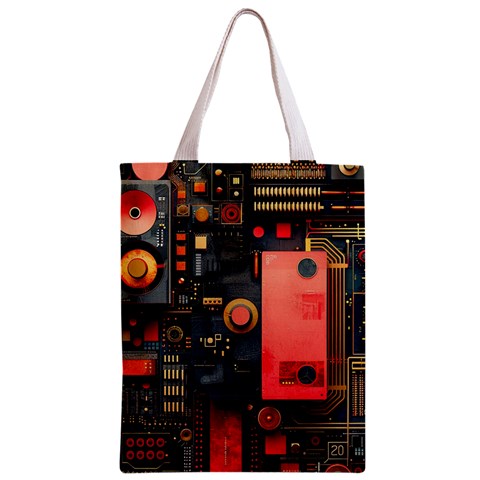 Tech Technology Pattern Zipper Classic Tote Bag from ArtsNow.com Front