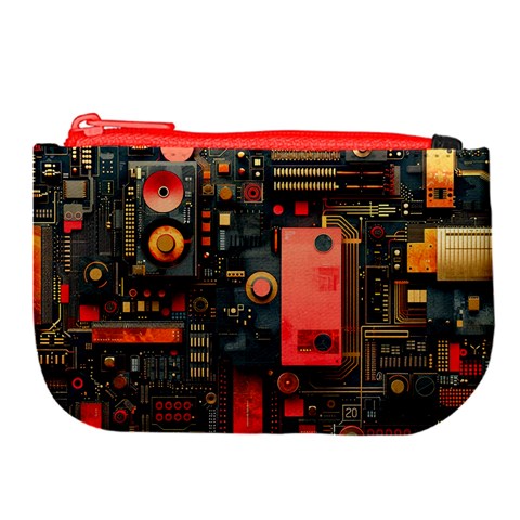 Tech Technology Pattern Large Coin Purse from ArtsNow.com Front