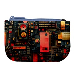 Tech Technology Pattern Large Coin Purse from ArtsNow.com Front