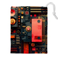 Tech Technology Pattern Drawstring Pouch (4XL) from ArtsNow.com Front