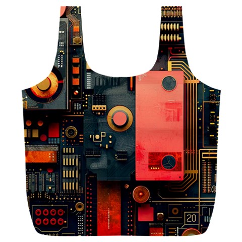 Tech Technology Pattern Full Print Recycle Bag (XXL) from ArtsNow.com Front