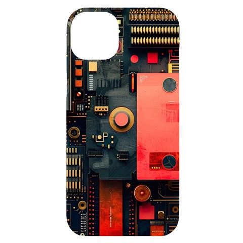 Tech Technology Pattern iPhone 14 Plus Black UV Print Case from ArtsNow.com Front