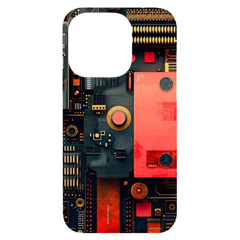 Tech Technology Pattern iPhone 14 Pro Black UV Print Case from ArtsNow.com Front