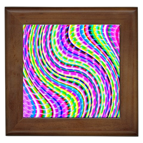 Neon Trippy Swirls Twirls Design Framed Tile from ArtsNow.com Front