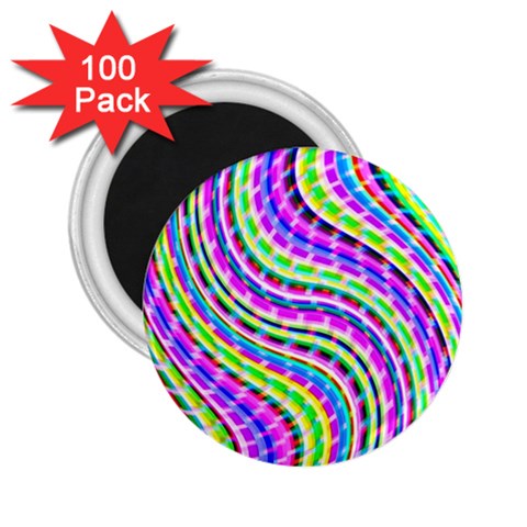 Neon Trippy Swirls Twirls Design 2.25  Magnets (100 pack)  from ArtsNow.com Front