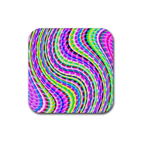 Neon Trippy Swirls Twirls Design Rubber Coaster (Square) from ArtsNow.com Front