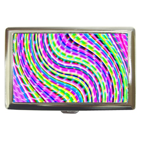 Neon Trippy Swirls Twirls Design Cigarette Money Case from ArtsNow.com Front