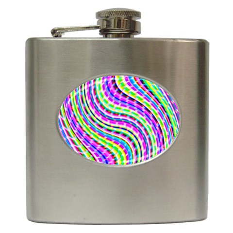 Neon Trippy Swirls Twirls Design Hip Flask (6 oz) from ArtsNow.com Front