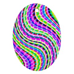 Neon Trippy Swirls Twirls Design Oval Ornament (Two Sides) from ArtsNow.com Front