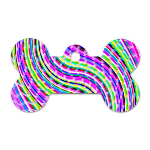 Neon Trippy Swirls Twirls Design Dog Tag Bone (Two Sides) from ArtsNow.com Front