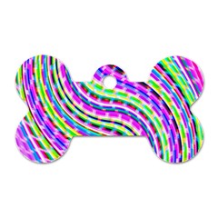 Neon Trippy Swirls Twirls Design Dog Tag Bone (Two Sides) from ArtsNow.com Front