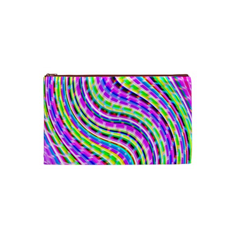 Neon Trippy Swirls Twirls Design Cosmetic Bag (Small) from ArtsNow.com Front