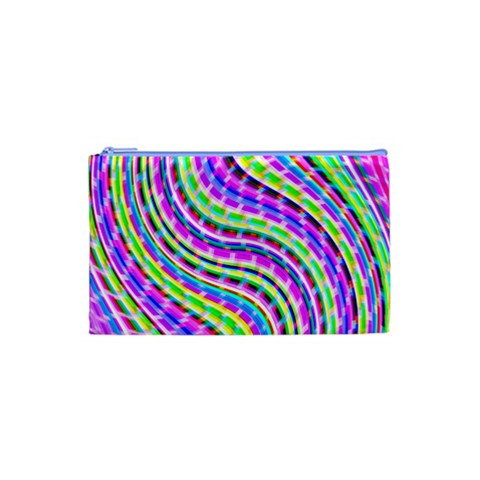 Neon Trippy Swirls Twirls Design Cosmetic Bag (Small) from ArtsNow.com Front