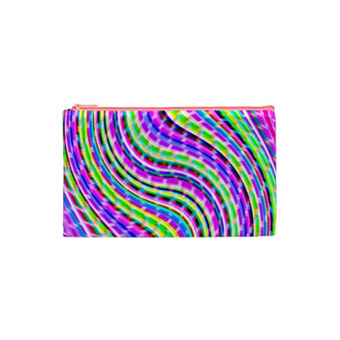 Neon Trippy Swirls Twirls Design Cosmetic Bag (Small) from ArtsNow.com Front