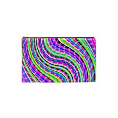 Neon Trippy Swirls Twirls Design Cosmetic Bag (Small) from ArtsNow.com Front