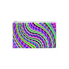 Neon Trippy Swirls Twirls Design Cosmetic Bag (Small) from ArtsNow.com Front