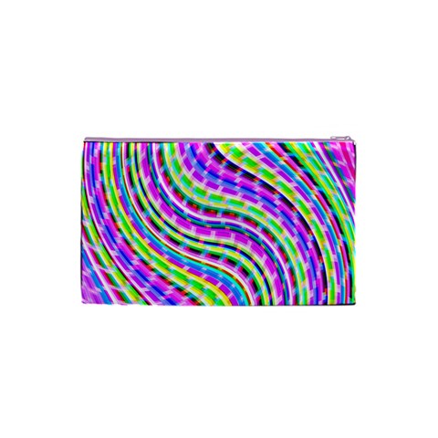 Neon Trippy Swirls Twirls Design Cosmetic Bag (Small) from ArtsNow.com Back