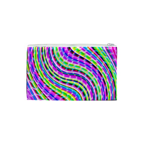 Neon Trippy Swirls Twirls Design Cosmetic Bag (Small) from ArtsNow.com Back