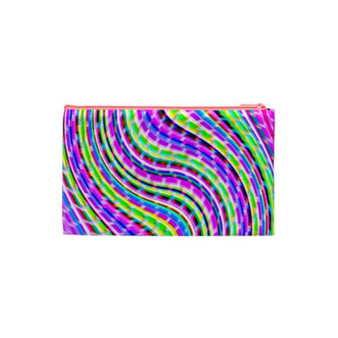 Neon Trippy Swirls Twirls Design Cosmetic Bag (Small) from ArtsNow.com Back