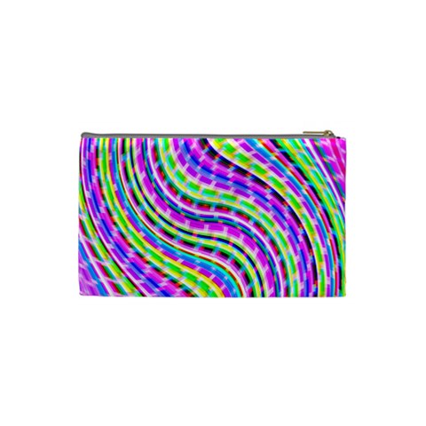 Neon Trippy Swirls Twirls Design Cosmetic Bag (Small) from ArtsNow.com Back