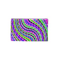 Neon Trippy Swirls Twirls Design Cosmetic Bag (Small) from ArtsNow.com Back