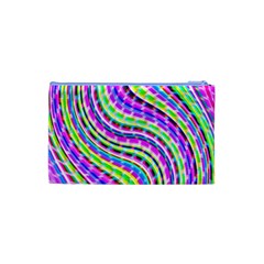 Neon Trippy Swirls Twirls Design Cosmetic Bag (Small) from ArtsNow.com Back