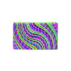 Neon Trippy Swirls Twirls Design Cosmetic Bag (Small) from ArtsNow.com Back